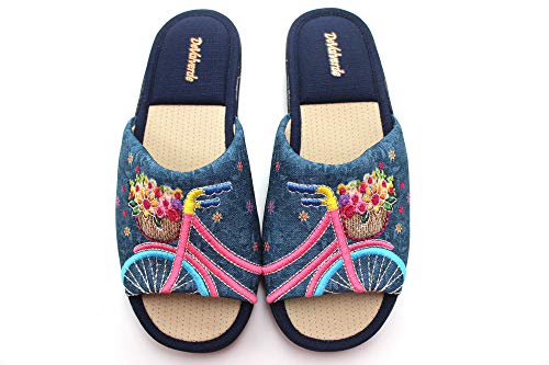 DeValverde - Zapatilla de IR por casa Destalonada, con cuña Baja, Suela de Goma, Dedos Fuera, Antideslizantes, para: Mujer Color: Marino Talla:41