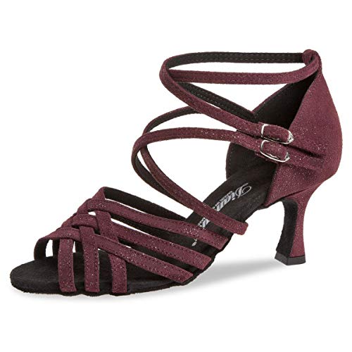 Diamant 108-087-567 - Zapatos de baile para mujer (gamuza bordeaux brillantina, 5,7 cm, talla especial, fabricado en Alemania, (Burdeos Glitter), 36.5 EU