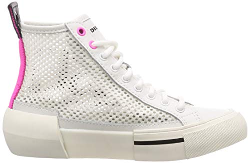 Diesel S-DESE Mid Cut W-Sneaker m, Zapatillas Mujer, Estrella Blanco Rosa Fluo, 40.5 EU