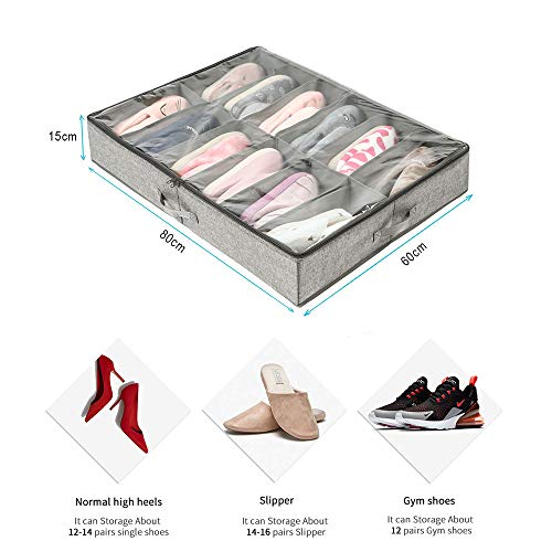 DIKER Organizador de Zapatos Debajo de la Cama, Zapatero Funda Organizador, Caja Plegable de Almacenaje con Tapa, Titular de la Zapata Bolsas