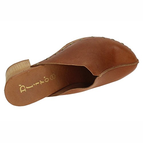 DLIRO 825 Zueco Piel Y Madera Mujer Sandalias TACÓN Cuero 35