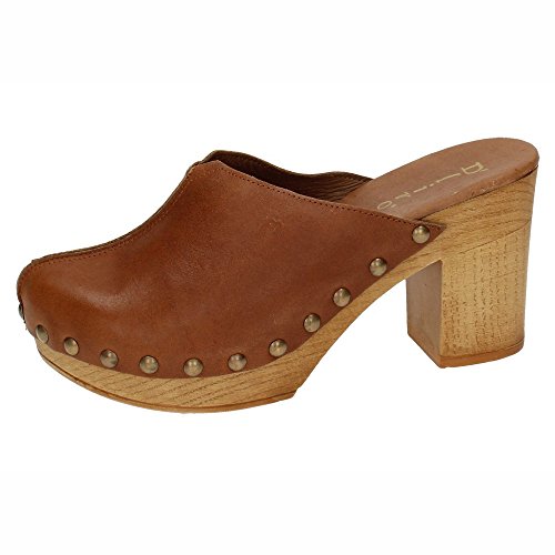 DLIRO 825 Zueco Piel Y Madera Mujer Sandalias TACÓN Cuero 35