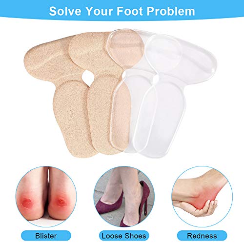 Doact 2 Pares T-forma Plantillas Silicona/Gel Almohadillas de Talón/Talonera para Protectores de Talón para Zapatos de Tacón Alto y Zapatos Planos