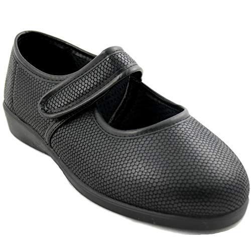 Doctor Cutillas 10291 - Zapatos para Mujer Anchos Plantilla Extraible Pies Delicados Licra en Color Negro y Plomo - 39, Negro