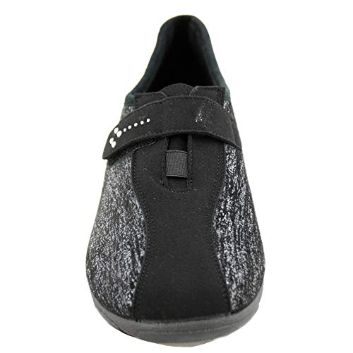 Doctor Cutillas 3686 - Zapatos de Señora con Licra Lateral Plantilla con Memoria Pequeña Cuña en Negro y Plomo - 38, Negre