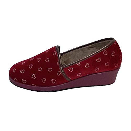 Doctor Cutillas Modelo 4618 - Zapatilla de casa Cerrada para Mujer con cuña (Burdeos, Numeric_36)