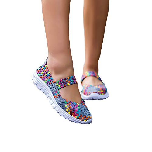 DoGeek Zapatillas Ligeras Tejidas Malla Elastic Sandalias para Mujer Resistentes al Agua Transpirables Zapatos de Verano