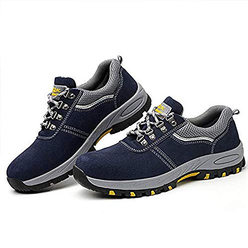 DoGeek Zapato Seguridad Calzado Seguridad Hombre con Punta de Acero, Antideslizante Transpirables, Unisex, Azul, 45