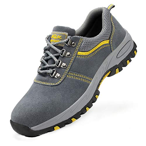 DoGeek Zapato Seguridad Calzado Seguridad Hombre con Punta de Acero, Antideslizante Transpirables, Unisex, Gris, 43