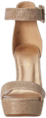 Dream Pairs Hi-Lo Sandalias de Tacón Alto Pump Plataforma Brillante para Mujer Dorado 39.5 EU/8.5 US