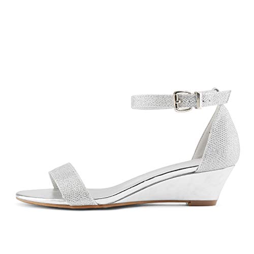 DREAM PAIRS Ingrid Sandalias de Tacón Vestir para Mujer Plateado 38 EU/7 US