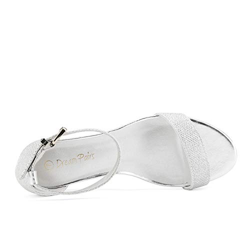 DREAM PAIRS Ingrid Sandalias de Tacón Vestir para Mujer Plateado 38 EU/7 US