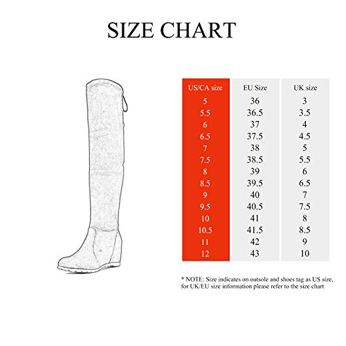 Dream Pairs Leggy Mujer Botas de Tacón Alto Invierno sobre la Rodilla Cordones Cremallera Botas Gris 38.5 EU/7.5 US