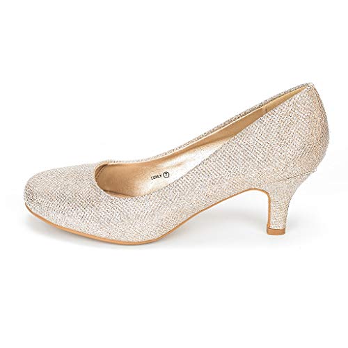 DREAM PAIRS LUVLY Zapatos de Tacón para Mujer Dorado 38.5 EU/7.5 US