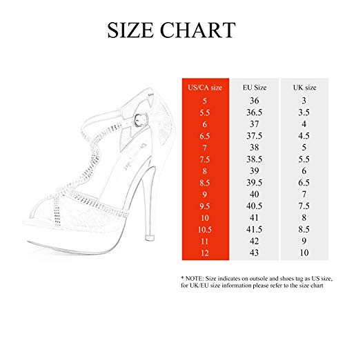 DREAM PAIRS Swan-16 Mujer Zapatos de Tacon Aguja Vestir Fiesta Boda Plataforma Sandalias Plateado 40.5 EU/9.5 US