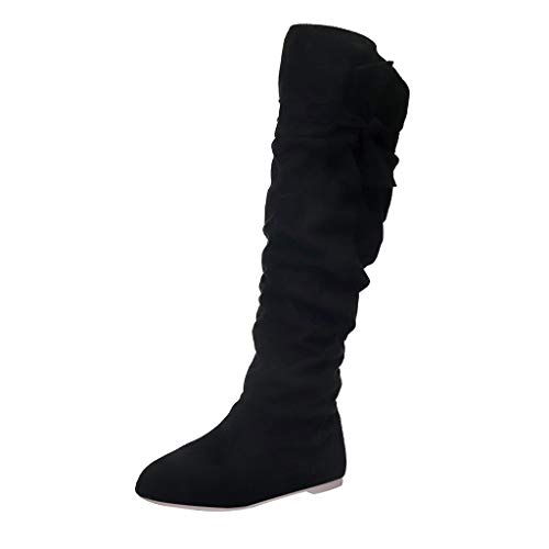 DreamedU Botas Altas Mosqueteras De Mujer con Lazo Plano De Piel De Vestir Elegantes Casual Comoda Brartas Otoño Invierno Rebajas 201020