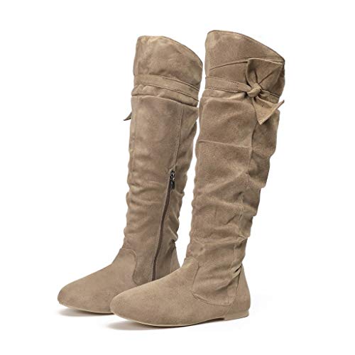 DreamedU Botas Altas Mosqueteras De Mujer Con Lazo Plano De Piel De Vestir Elegantes Casual Comoda Brartas Otoño Invierno Rebajas 201020