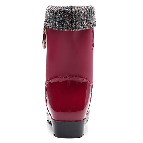 DreamedU Botas De Lluvia CáLidas Para Adultos Zapatos De Agua Antideslizantes Para Mujeres Botas De Lluvia De Tubo Medio OtoñO E Invierno 201007