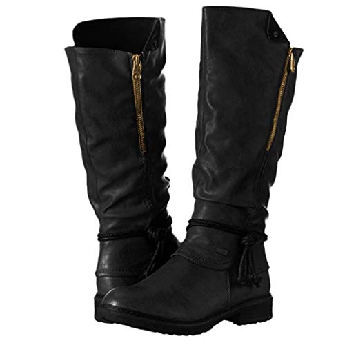 Dreamedu Botas Mujer Altas Rodilla De Piel De Vestir Elegantes Estilo Motero Timberland Plano Baratas 201103