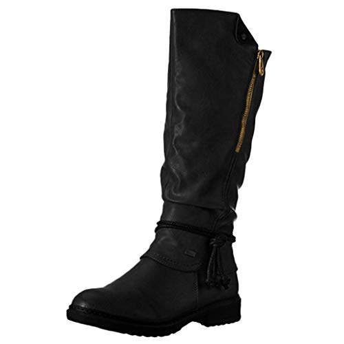 Dreamedu Botas Mujer Altas Rodilla De Piel De Vestir Elegantes Estilo Motero Timberland Plano Baratas 201103