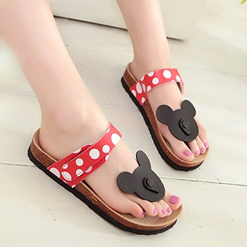DunaCuna Mujer Chanclas Zapatos Mickey Mouse Mulas Sandalias Chanclas Zapatos Red 43 Asiática