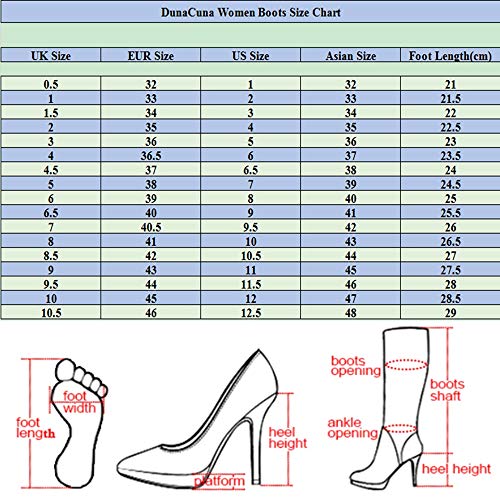 DunaCuna Mujer Moda Sobre La Rodilla Botas Alto Tacón Ancho Cremallera Muslo Botas Plataforma Fiesta Botas Wide Open Mini Size Black Size 39 Asiática