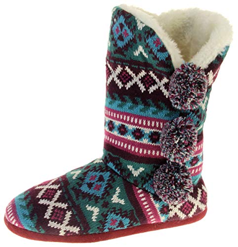 Dunlop Botas Altas de Mujer Verde Burdeos 40/41 EU