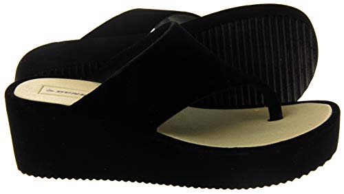 Dunlop Mujer Sandalia Cuña Plataforma Plataforma Terciopelo Negro EU 37
