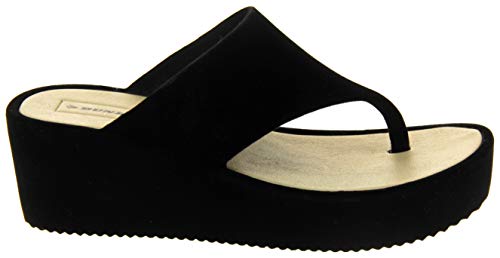 Dunlop Mujer Sandalia Cuña Plataforma Plataforma Terciopelo Negro EU 37