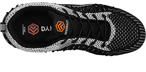 DYKHMATE Zapatillas de Seguridad Mujer Ligero Colchón de Aire Zapatos de Seguridad Trabajo Transpirable Punta de Acero Calzado de Seguridad Deportivo (Pirata Negra,40 EU)