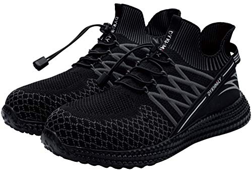 DYKHMILY Zapatillas de Seguridad Hombre Impermeable Zapatos de Seguridad con Punta de Acero Ligeras Transpirable Botas de Seguridad (Negro Relámpago,43 EU)