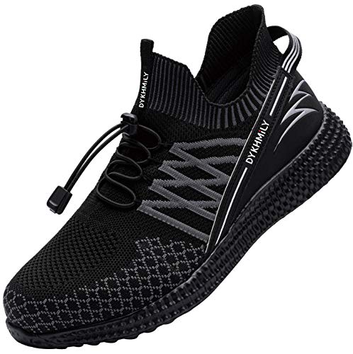 DYKHMILY Zapatillas de Seguridad Hombre Impermeable Zapatos de Seguridad con Punta de Acero Ligeras Transpirable Botas de Seguridad (Negro Relámpago,43 EU)