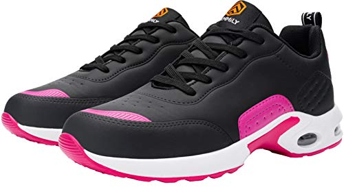 DYKHMILY Zapatos de Seguridad Mujer Ligeros Comodo Zapatos de Trabajo con Punta de Acero Respirable Antideslizante Calzado de Seguridad Deportivo(38EU,Rosa Negro)