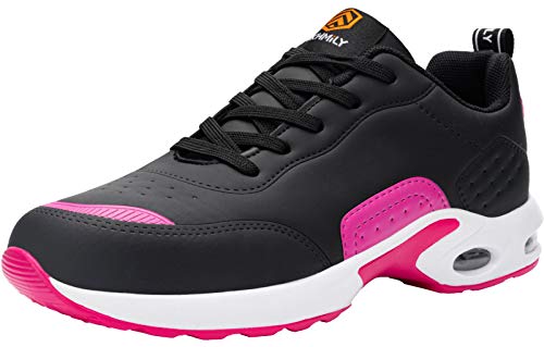 DYKHMILY Zapatos de Seguridad Mujer Ligeros Comodo Zapatos de Trabajo con Punta de Acero Respirable Antideslizante Calzado de Seguridad Deportivo(38EU,Rosa Negro)