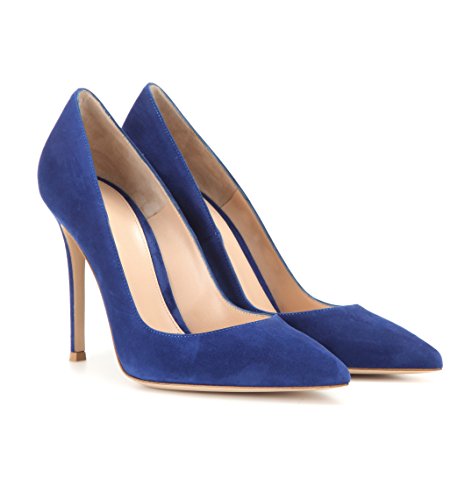 EDEFS Zapatos de Tacón para Mujer,Zapatos de tacón Alto 10 CM Azul EU37