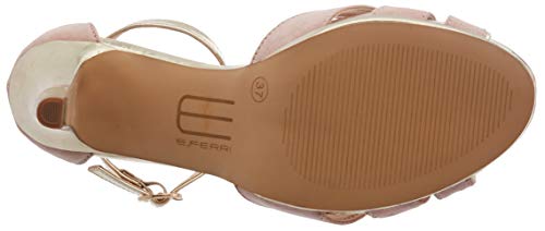 Eferri Sandalia de Antelina con Espejo, Zapatos con Tacon y Correa de Tobillo para Mujer, Rosa (Palo 269), 38 EU