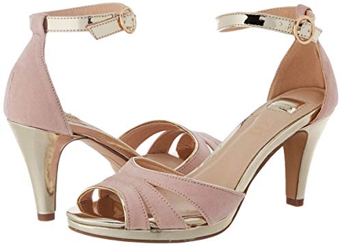Eferri Sandalia de Antelina con Espejo, Zapatos con Tacon y Correa de Tobillo para Mujer, Rosa (Palo 269), 38 EU