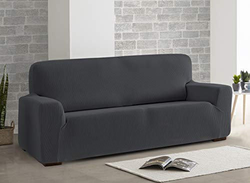 Eiffel Textile Funda Sofa Elastica Protector Adaptable Rústica Sofá, Gris, 3 Plazas (180-240 cm)