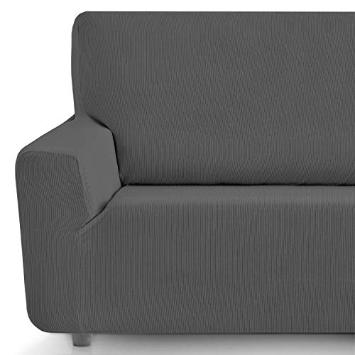 Eiffel Textile Funda Sofa Elastica Protector Adaptable Rústica Sofá, Gris, 3 Plazas (180-240 cm)