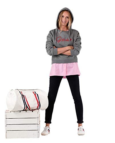 El Ganso Sudadera Gris Capucha Contraste Tejido Rosa