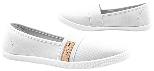Elara Bailarina de Mujer Zapatillas Planas y Cómodas Chunkyrayan Blanco 955-B-Weiss-42