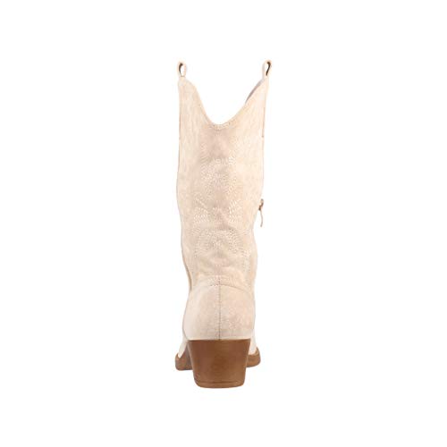 Elara Botas de Vaquero Mujer Estilo Motero Chunkyrayan Beige 301-A32S Beige-40