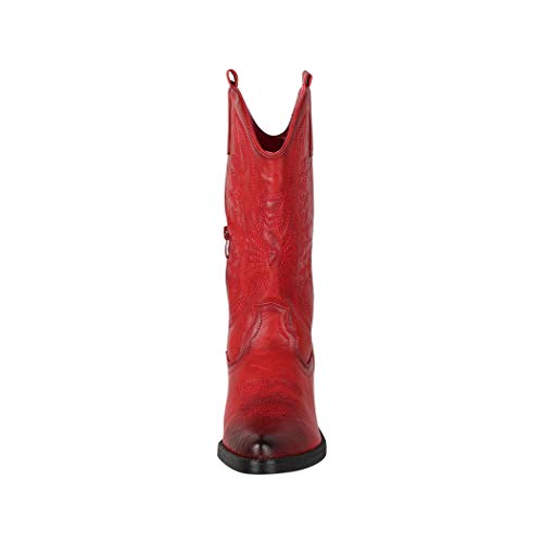 Elara Botas de Vaquero Mujer Estilo Motero Chunkyrayan Rojo 301-A32 Red-40