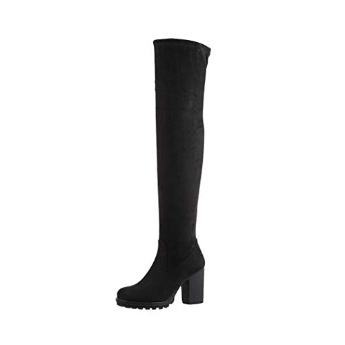 Elara Botas Mujer Overknee High Heels Tacón Alto Chunkyrayan Negro E4835 Black-37