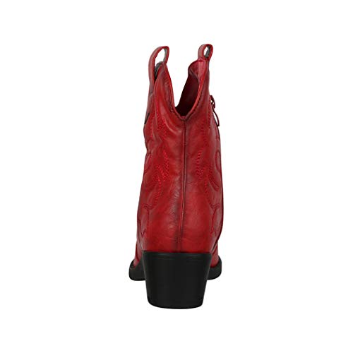 Elara Botines Mujer Botas de Vaquero Chunkyrayan Rojo 301-A31 Red-39