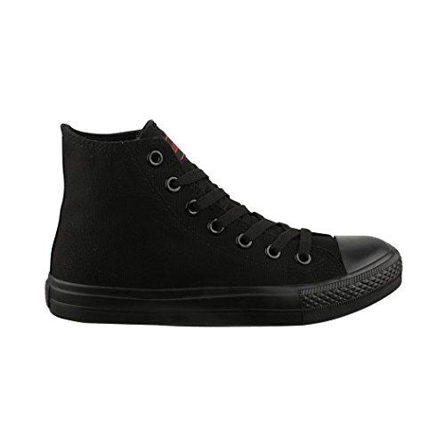 Elara Zapatillas de Deporte Unisex Zapatos Deportivos High Top Chunkyrayan Negro 014-A-Black-Black-40