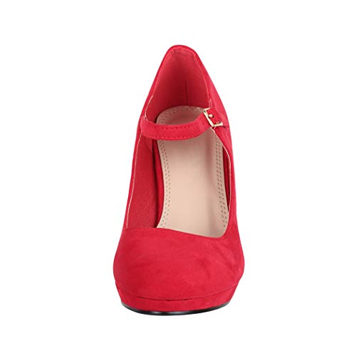 Elara Zapato de Tacón Alto Mujer Correa Vintage Chunkyrayan Rojo BL692-PM Red-38