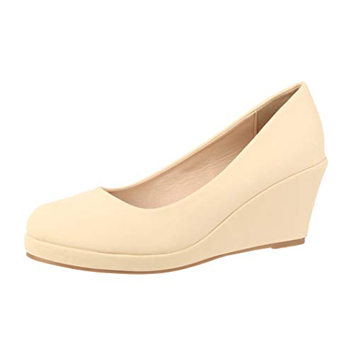 Elara Zapato de Tacón Alto Mujer Cuña Plataforma Chunkyrayan Beige B8011 Beige-41