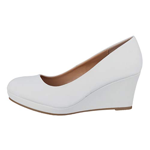 Elara Zapato de Tacón Alto Mujer Cuña Plataforma Chunkyrayan Blanco B8011Y-PM-36-Weiss