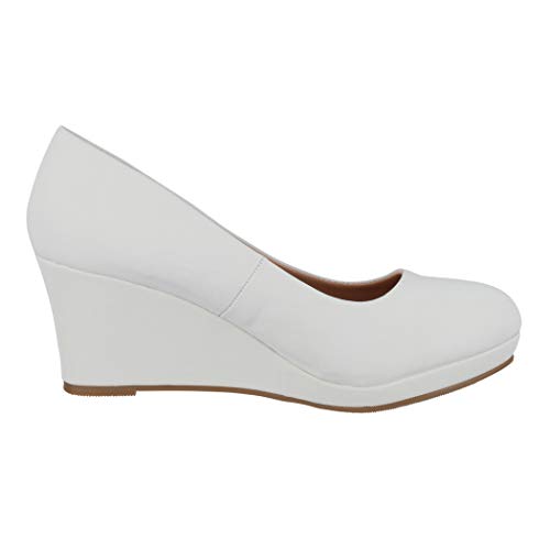 Elara Zapato de Tacón Alto Mujer Cuña Plataforma Chunkyrayan Blanco B8011Y-PM-36-Weiss